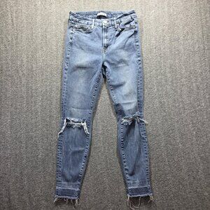 Good American Jeans Womens 10/30 Blue Good Legs Skinny Distressed Ripped Knees